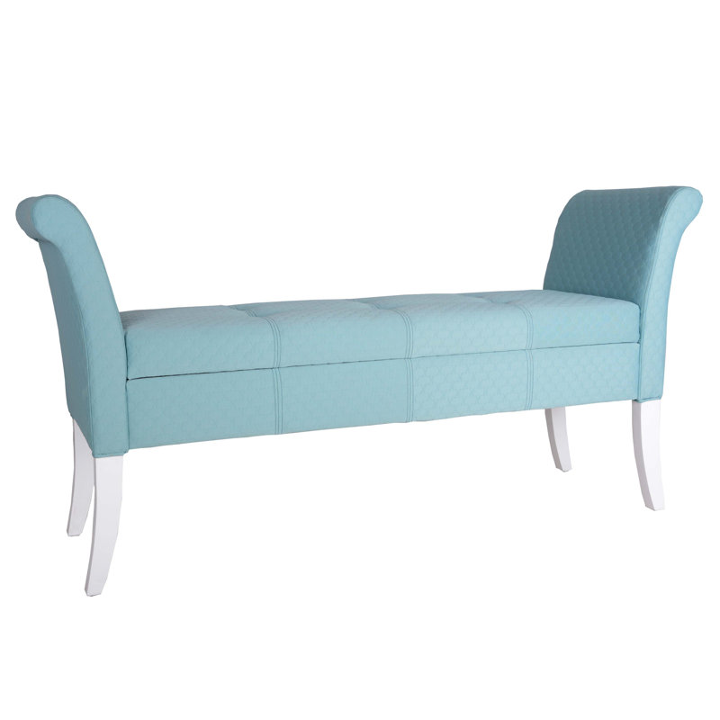 Banc de rangement rembourré Ardelia, Bleu