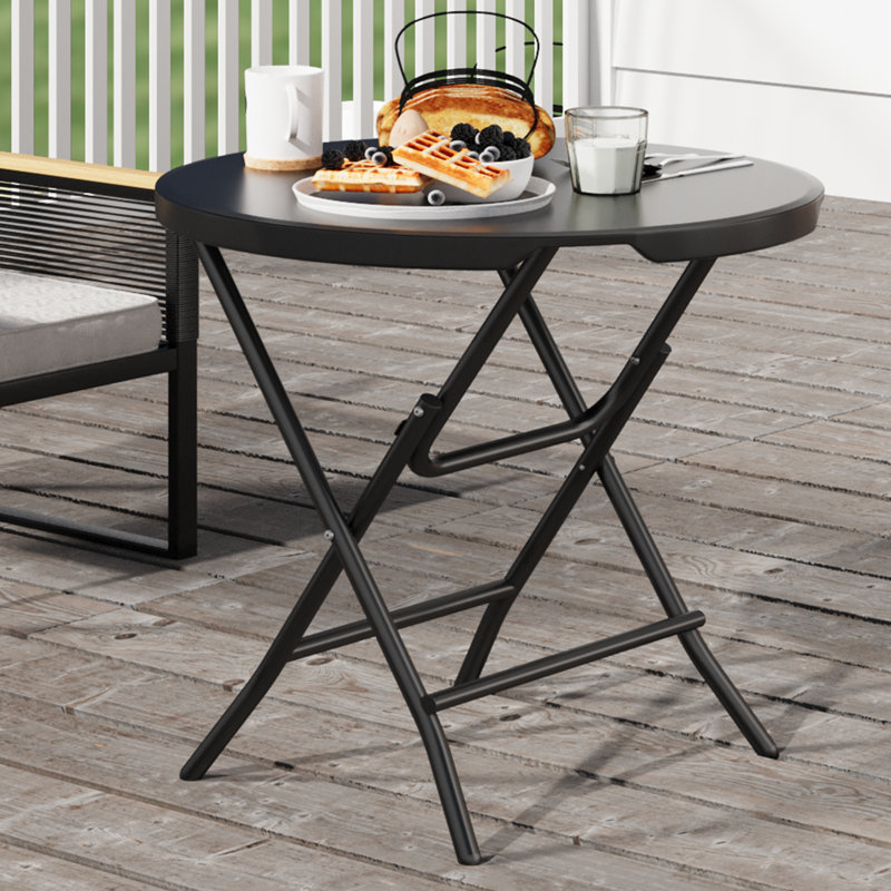 Kairi Round 32'' Outdoor Dining Table, Black