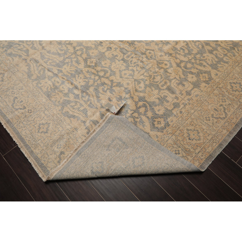 Tapis tibétain en laine noué à la main beige unique de 10 pi x 14 pi Brizio