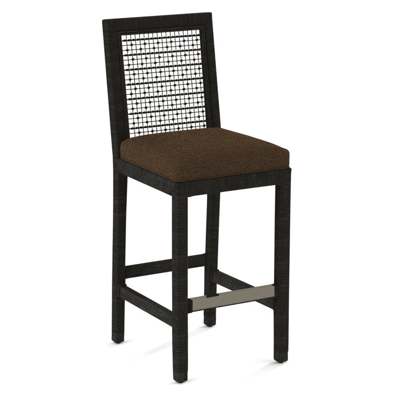 Pine Isle Bar Stool, Twine Linen-Look Performance; 0325-73, Antique Black