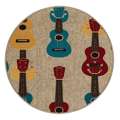 Washable Ukulele Music Area Rug