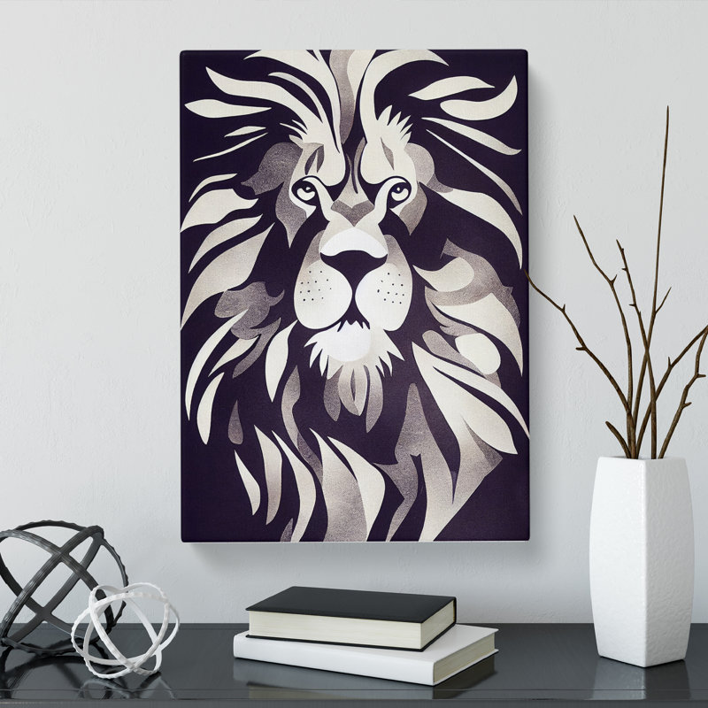 Lion Scandinavian - Wrapped Canvas, 76cm H x 50cm W x 3cm D