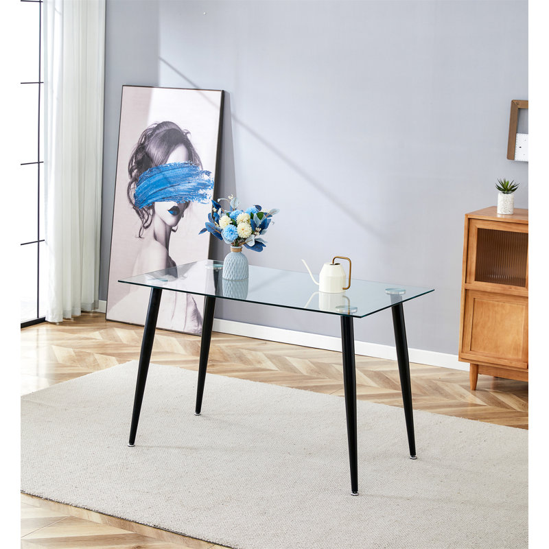 Bartlesville Metal Base Dining Table, Black, 30.11"H x 47.24"L x 27.55"W