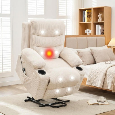 Fauteuil inclinable électrique surdimensionné pour grand et grand, fauteuil inclinable électrique en velours côtelé avec siège large et fonction de chauffage