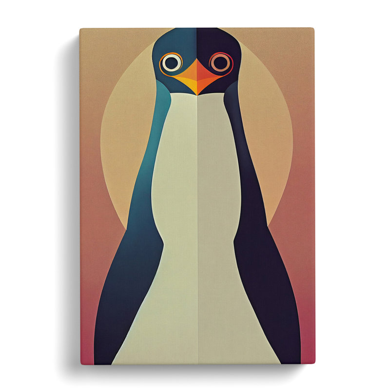 Symmetrical Penguin Abstract - Wall Art, Wrapped Canvas, No Matte, 50cm H x 35cm W x 3cm D