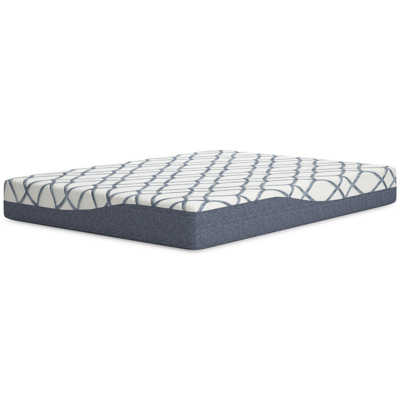 Blue and White 10-Inch Queen Memory Foam Mattress