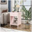 Table de chevet moderne avec tiroir et tablette ouverte, bord festonné, jolie table d'appoint minimaliste pour chambre d'enfant, rose-133709506