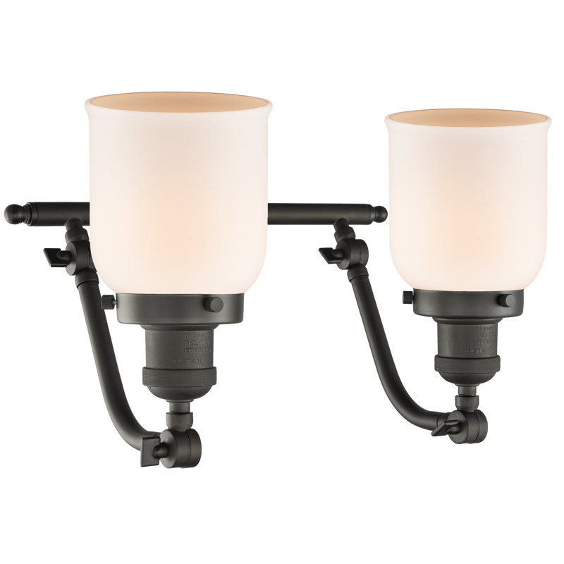 Éclairage pour salle de bain 2 lumières Bonomo Bell, Bronze huilé, Boîtier blanc mat, Ampoule DEL 6 watts Vinage