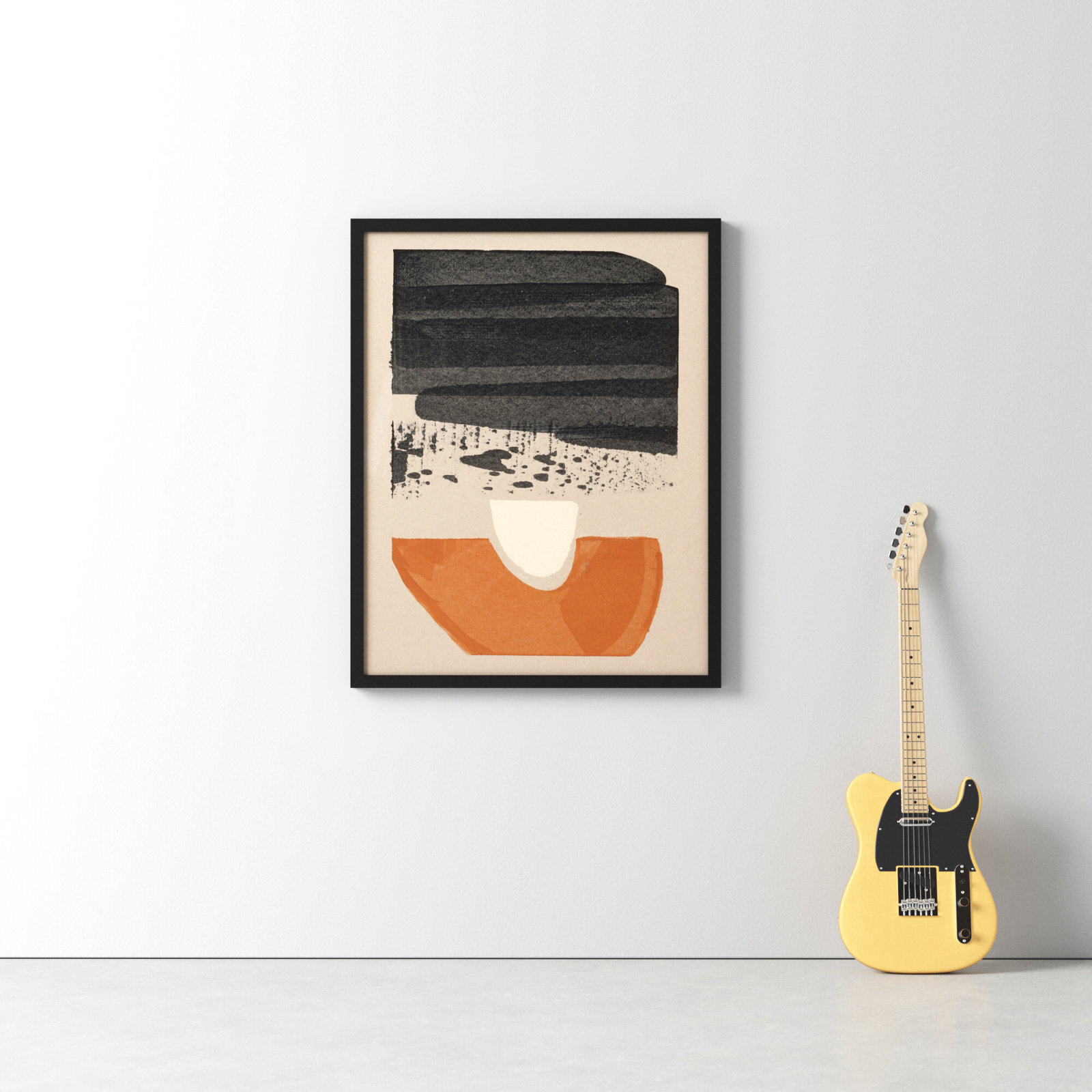Madeline "Orange is New Black 3" Painting, Black Framed, 38" H x 30" W x 1.25" D