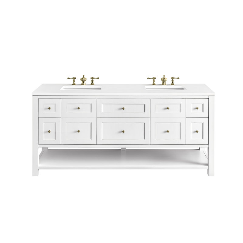 Breckenridge 72'' W Double Vanity, Bright White, White Zeus, 8" Widespread