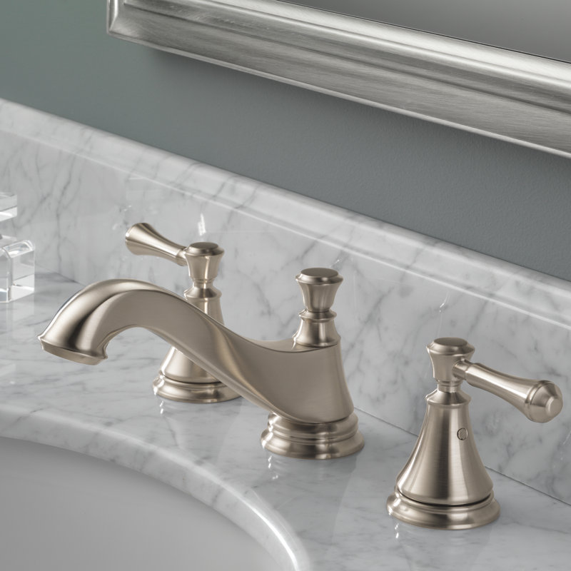 Robinet de salle de bain à large entraxe avec bonde Cassidy, Acier inoxydable Brilliance