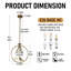 Luminaire suspendu de 13,98 po de longueur et d'oiseau minimaliste, commande murale (ampoule chaude e26 incluse)