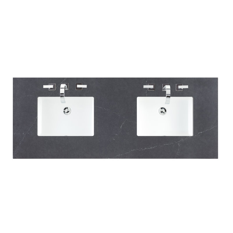 Bristol 60'' W Double Vanity, Saddle Brown, Charcoal Soapstone, 8" Widespread