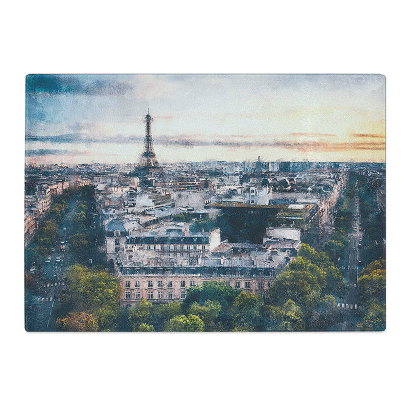 Tempered Glass Eiffel Tower & the Paris Skyline Chopping Board, 28.5 cm x 39 cm