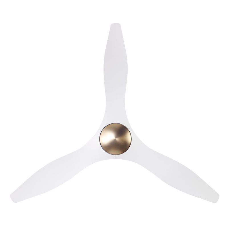 IC Brisa Downrod Ceiling Fan, Satin Brass/Matte White, Wall Control