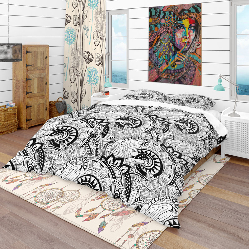 Ensemble de housse de couette bohème et éclectique, Housse de couette très grand + 2 taies décoratives