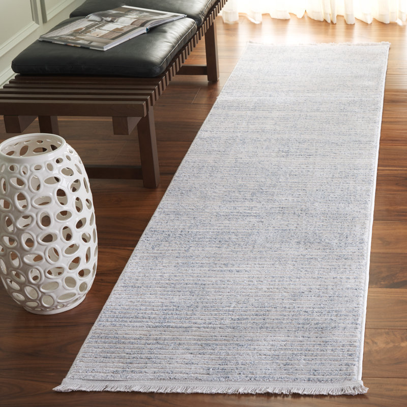 Tapis bleu / gris Risco 562, Tapis de couloir 2 pi 2 po x 8 pi