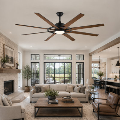 72" Large Ceiling Fan with Light and Remote, Dimmable 3CCT LED, 6-Speed Quiet Reversible DC Motor, Modern Ceiling Fan for Living Room Bedroom