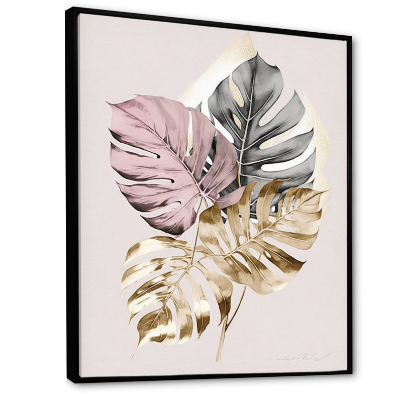 Feuille V - reproduction sur toile, L 24 po x H 32 po, Toile avec cadre flottant noir
