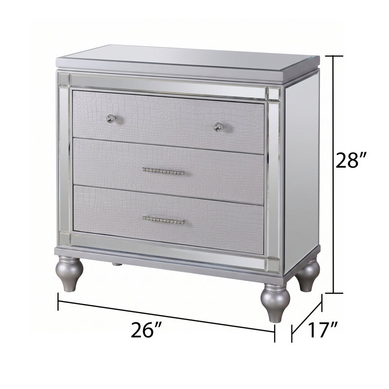 Table de chevet 2 tiroirs Denard, Argent