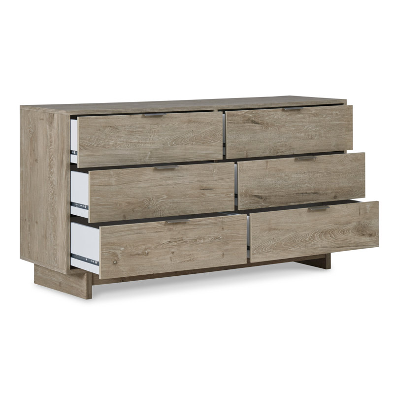 Commode double 6 tiroirs Elfidio, H 30,75 po x l 59,02 po x P 18,74 po