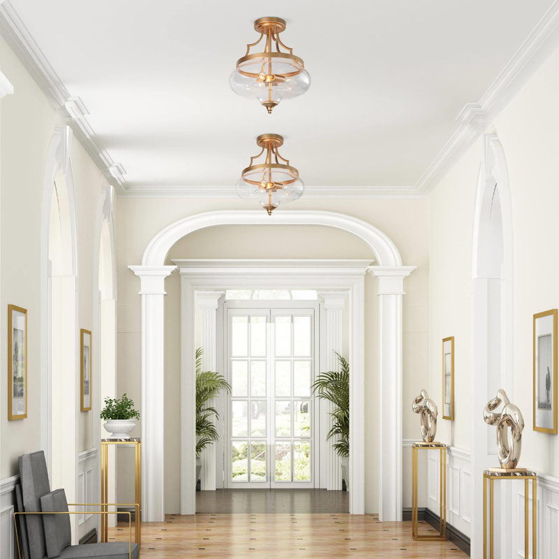 Lamar 3 - Light Semi Flush Mount Lighting Modern Gold