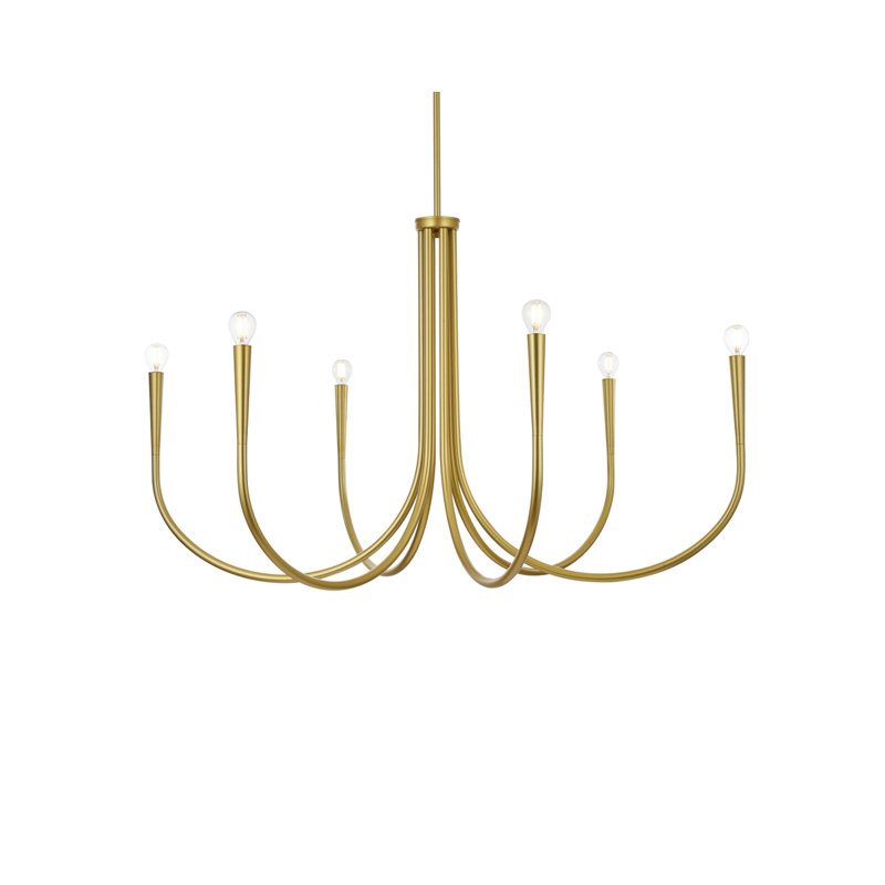 Lustre en fer à intensité variable 6 lumières Catalena, H 25,6 po x l 42 po x P 42 po, Or