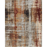 Shibori Hand Knotted Wool Abstract Area Rug in Yellow/Silver/Wine