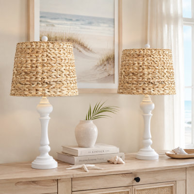 Arcola 26" H Resin Table Lamps with Handwoven Shade