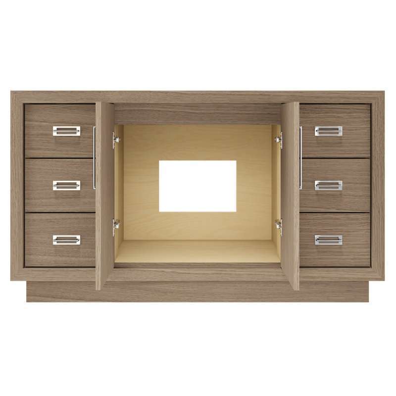 Avalon Single Extra Wide Bath Vanity, Natural Weathered, 60", Polished Chrome