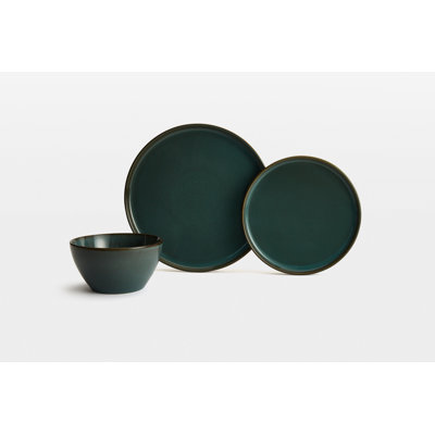 Waterside 12pc Reactive Glaze White Dinner Set