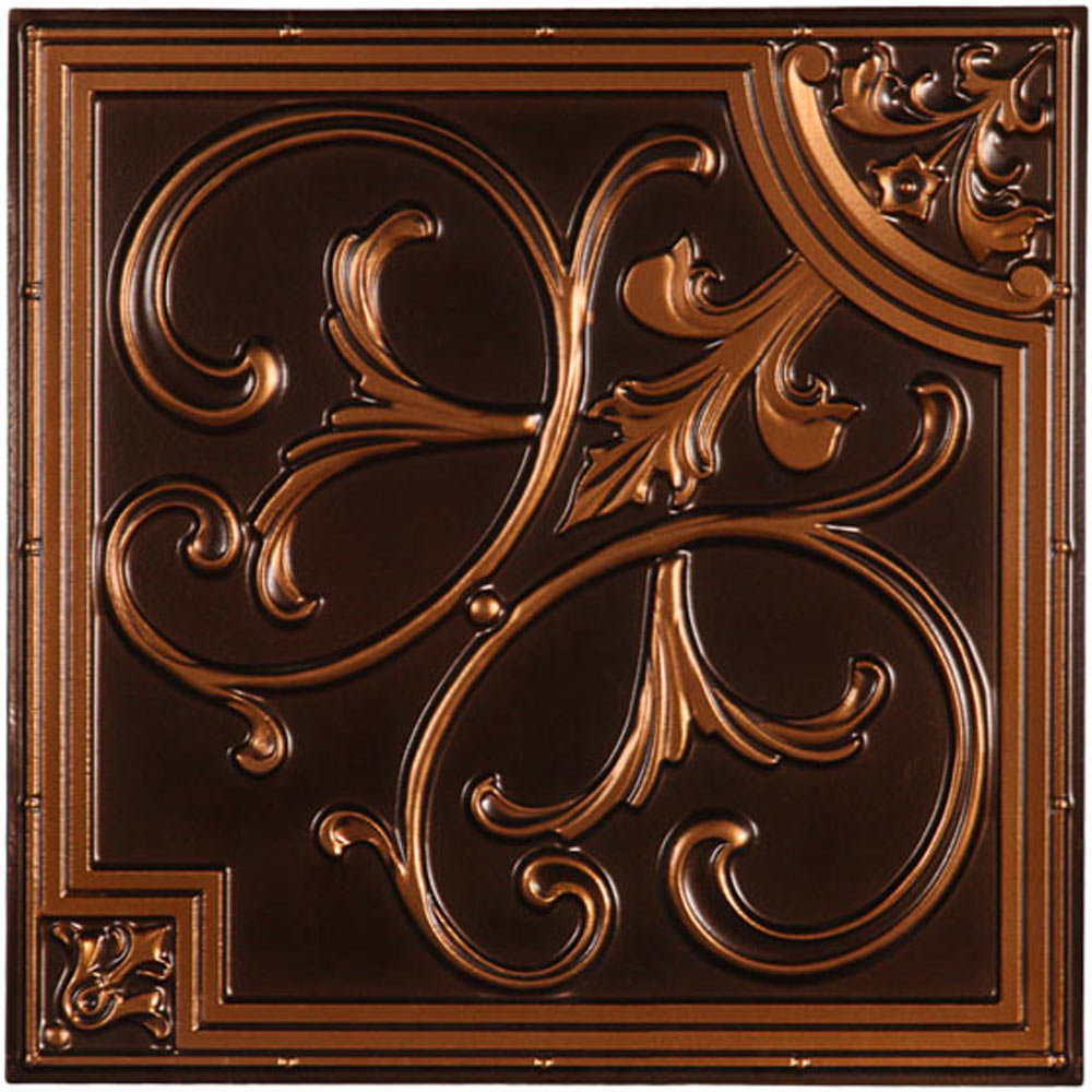 Madrid Antique Copper 2 ft. x 2 ft. Lay-in or Glue Up Ceiling Tile (40 sq. ft. / case) (Set of 10) uDecor