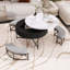Table basse moderne à plateau relevable avec rangement et 3 repose-pieds blanc et noir-810409080