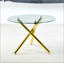 Table de salle à manger avec pieds en métal et plateau en verre Golden