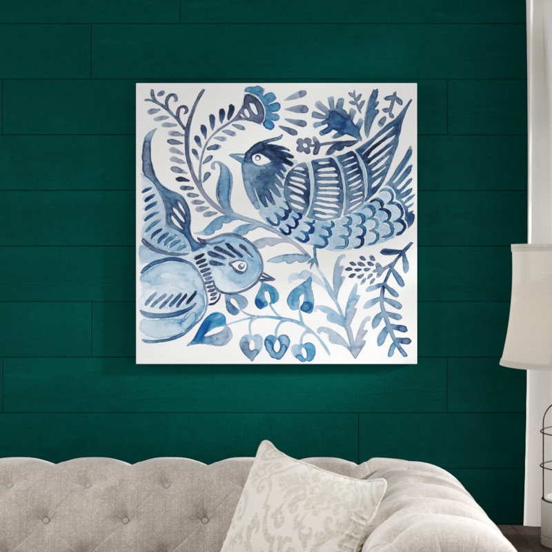 «Indigo Ornament III», peinture sur toile tendue, H 30 po x l 30 po x P 1 po, Papier