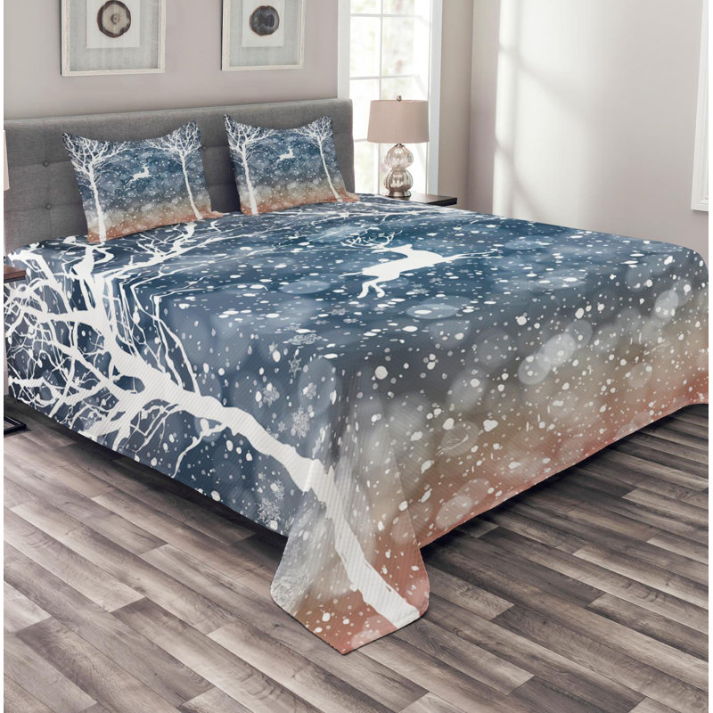 Rustic Polyester Geometric Shapes Coverlet, King Coverlet + 2 Shams