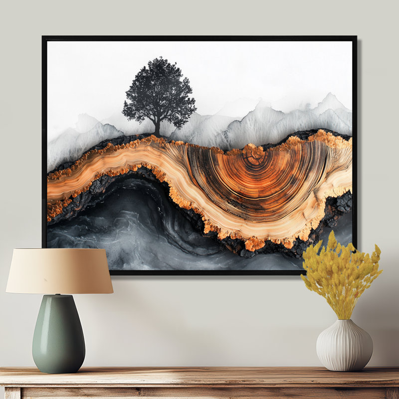 Goronwy Autumn Cherry Blossom Tree In The Woods II - Art mural fleur de cerisier, H 34 po x l 44 po, Noir, noir, noir, noir