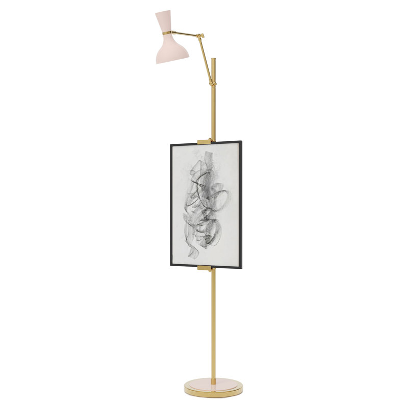 Lampe sur pied Clare, Laiton moderne, Eau de rose