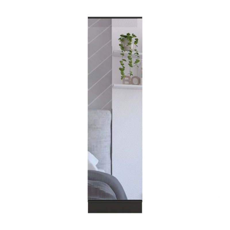 Leto Xl Shoe Rack, Mirror, Five Interior Shelves, Single Door Cabinet, Black
