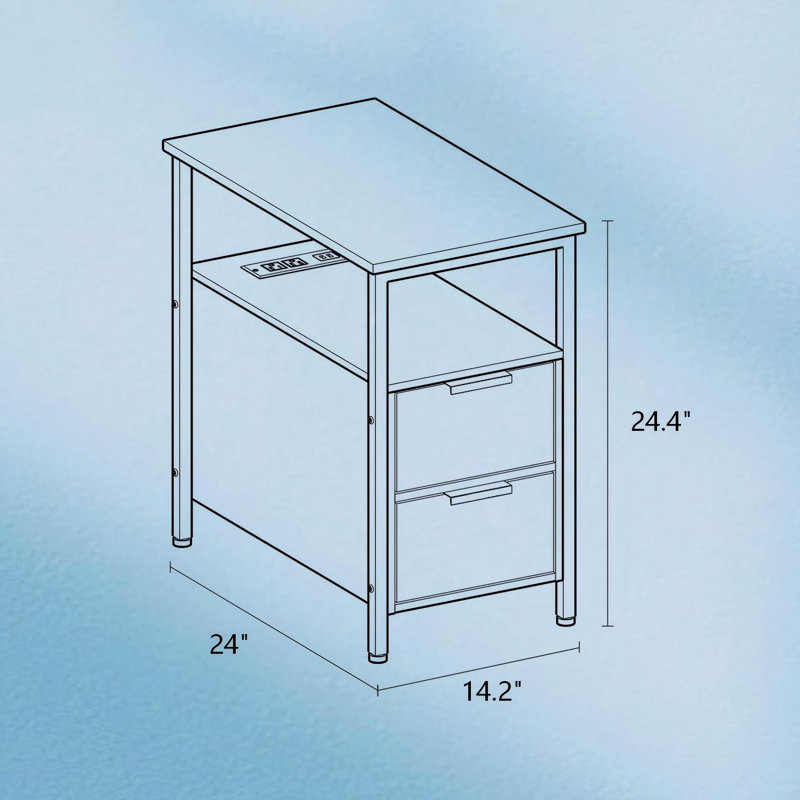 Table d'appoint avec station de charge, Chêne