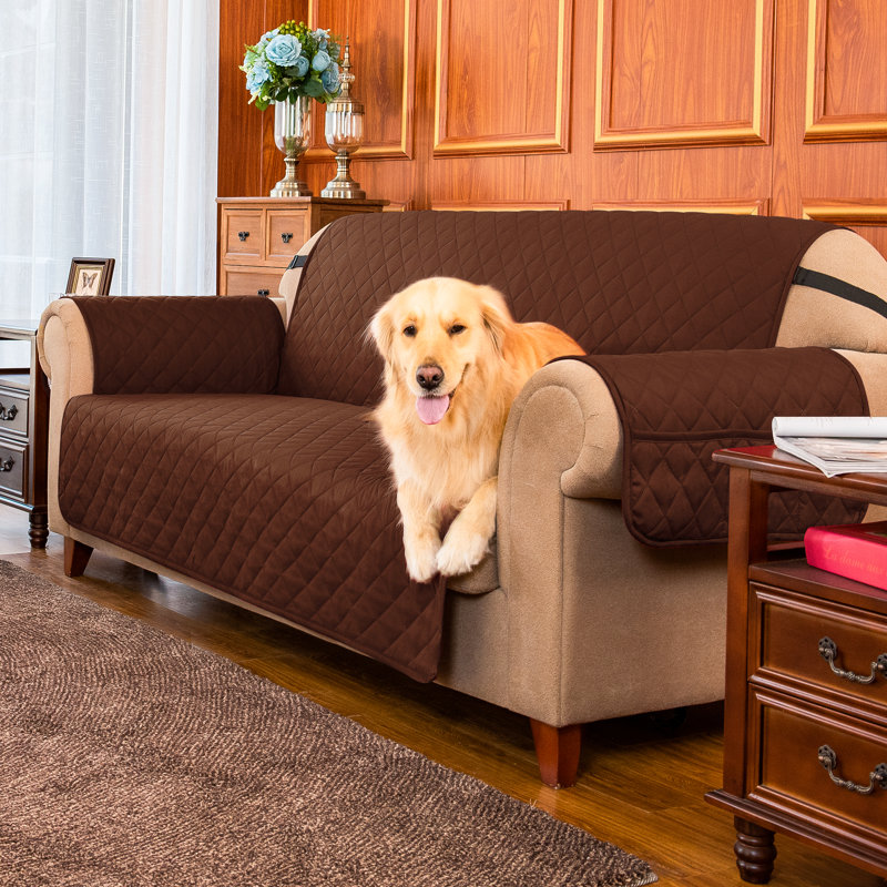 Microfibre/Microsuede Reversible Box Cushion Sofa Slipcover, Chocolate