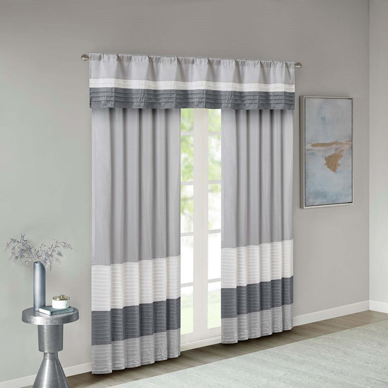 Polyoni Pintuck Curtain Panel(Only 1 Pc Panel), Gray