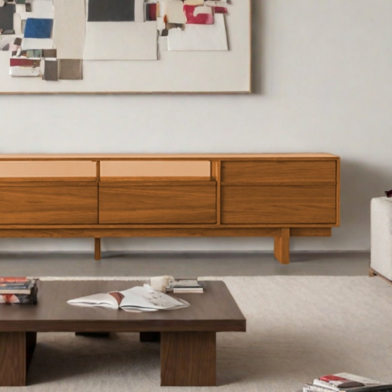 Meuble télé Retro Rib - Mid-Century, Brun noyer