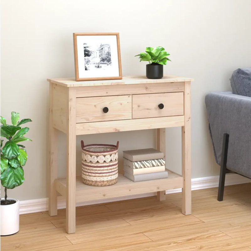 Kitrick Solid Wood Console Table, Brown, 75 H x 75 W x 35 D cm