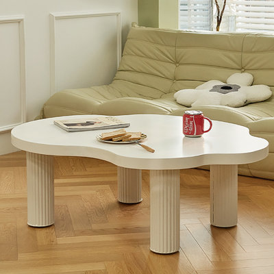 Table à thé en bois massif avec nuages crème