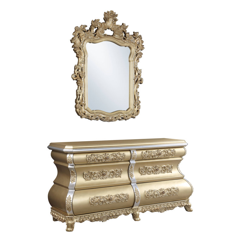 Commode double 6 tiroirs avec miroir Nelds