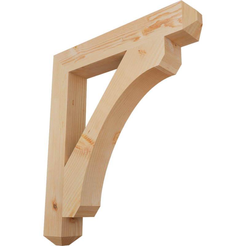 H Support en bois / corbeau, H 30 po x l 3,5 po x P 26 po, Douglas (lisse)