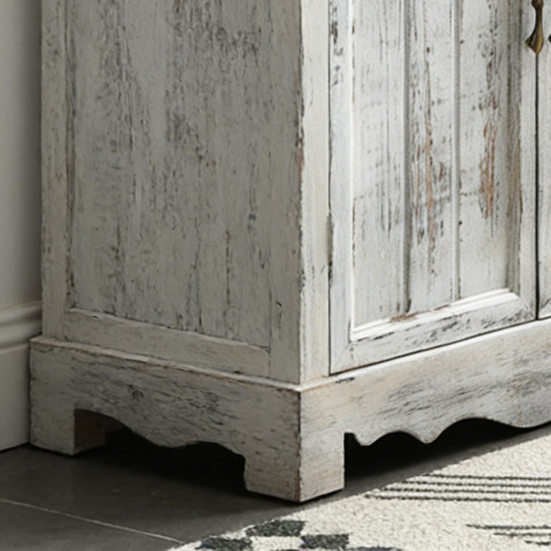 Commode d'appoint à 2 tiroirs en bois massif Tavis, Gris / Blanc