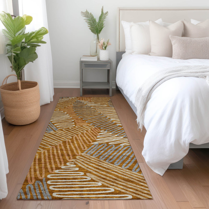 Tapis paprika de qualité supérieure lavable à la machine Prisco, Tapis de couloir 2 pi 3 po x 7 pi 6 po