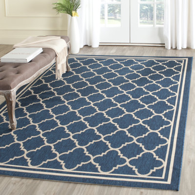 Herefordshire Hooked Navy Blue/Beige Rug